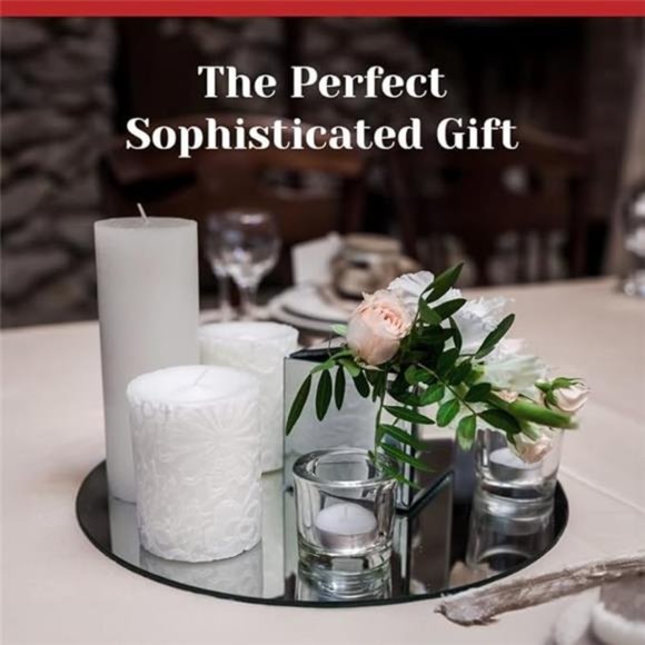 10 Inch Round Mirror Candle Plate Set of 12 - Rounded Edge 1.5 mm -Round Mirrors - Picture 6 of 7